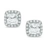 Thumbnail Image 1 of 6mm Cushion-Cut Lab-Created White Sapphire Frame Stud Earrings in Sterling Silver