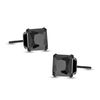 6mm Square Cubic Zirconia Stud Earrings in Black IP Stainless Steel