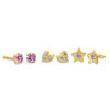Child's Multi-Color Cubic Zirconia  Stud Earrings Set in 10K Gold