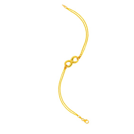 Sideways Infinity Bracelet in 10K Gold - 7.5"