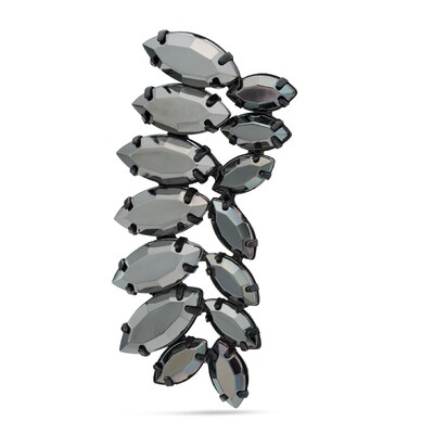 Marquise-Cut Cubic Zirconia Ear Cuff Single Earring in Grey Metal