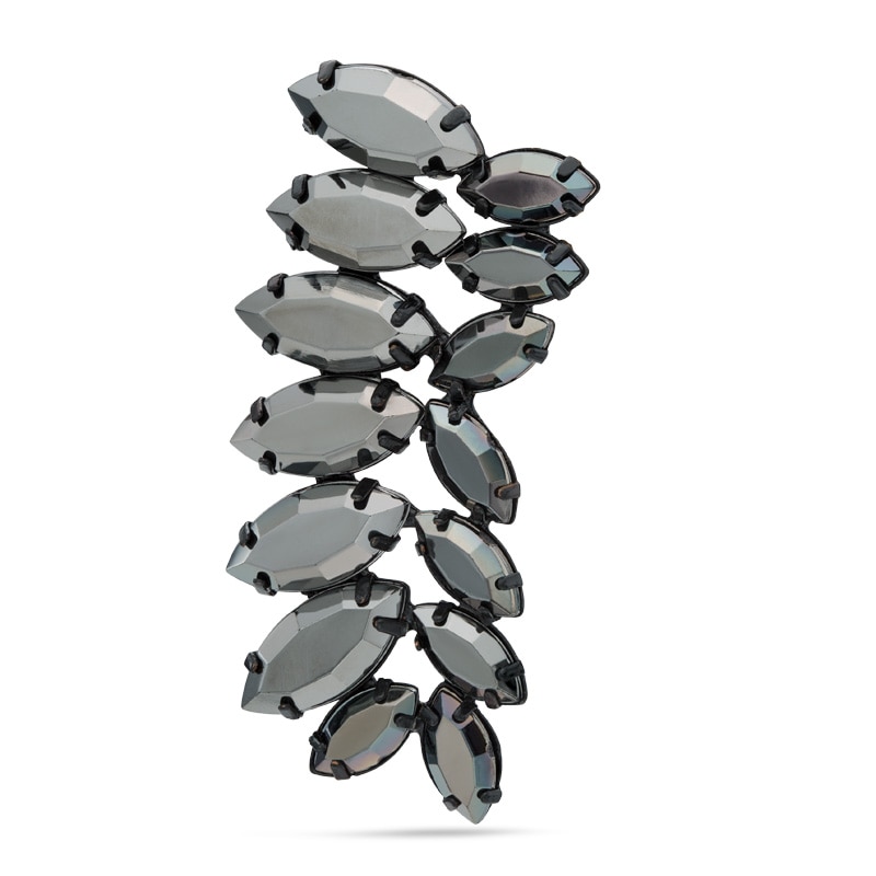 Marquise-Cut Cubic Zirconia Ear Cuff Single Earring in Grey Metal