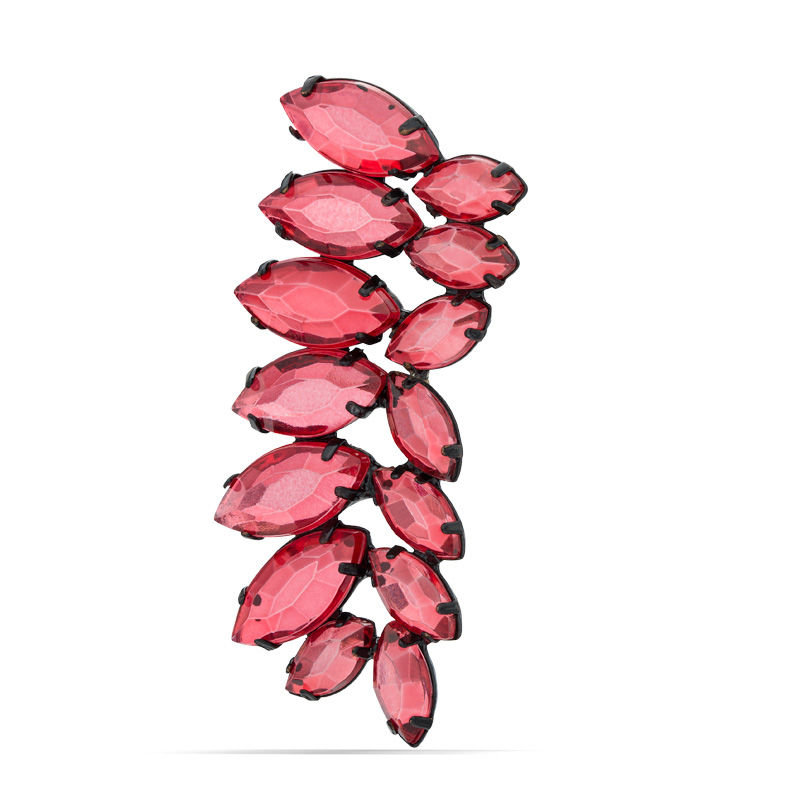 Main Image 1 of Marquise-Cut Red Cubic Zirconia Ear Cuff Single Earring in Grey Metal