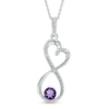 Thumbnail Image 1 of 5mm Amethyst and Diamond Accent Infinity Heart Pendant in Sterling Silver
