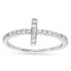 Cubic Zirconia Sideways Cross Knuckle Ring in Sterling Silver - Size 4