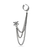 Thumbnail Image 1 of Skull Stud with Ear Cuff Chain Single Earring in Grey Metal