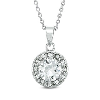 7mm Crystal Frame Pendant in White Rhodium Brass