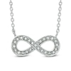 Crystal Sideways Infinity Necklace in White Rhodium Brass