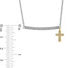 Crystal Bar Necklace with Cross Dangle in Two-Tone Rhodium Brass