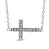Thumbnail Image 0 of Crystal Sideways Cross Necklace in White Rhodium Brass