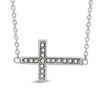 Thumbnail Image 1 of Crystal Sideways Cross Necklace in White Rhodium Brass
