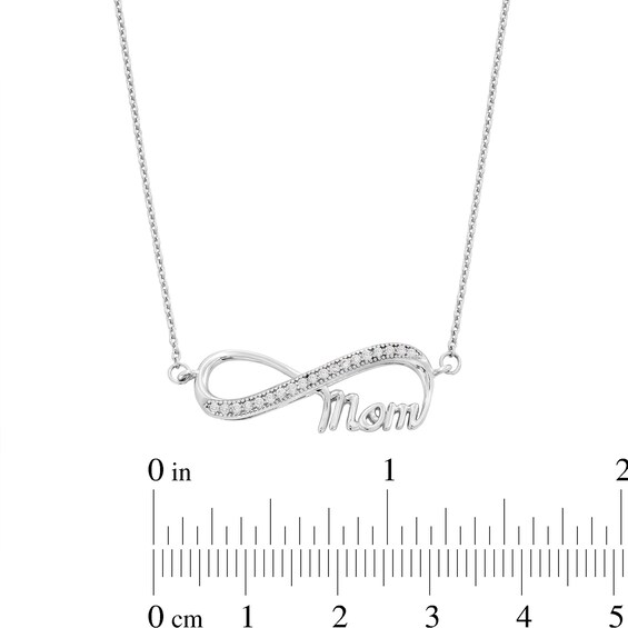 Sterling Silver Solid CZ Sideways Infinity "mom" Necklace