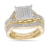 Thumbnail Image 0 of 1/4 CT. T.W. Diamond Square Cluster Bridal Set in 10K Gold - Size 7