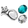 Thumbnail Image 1 of Floating Lockets Cat Charm in Alloy with Blue and Clear Crystal Solitaires