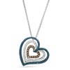 Enhanced Blue, Champagne and White Diamond Accent Layered Heart Pendant in Sterling Silver