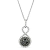Thumbnail Image 0 of Enhanced Black and White Diamond Accent Beaded Cluster Infinity Pendant in Sterling Silver