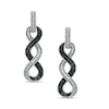Thumbnail Image 1 of Enhanced Black and White Diamond Accent Cascading Braid Drop Earrings in Sterling Silver
