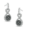 Enhanced Black and White Diamond Accent Beaded Cluster Infinity Drop Earrings in Sterling Silver