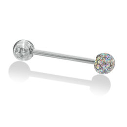 014 Gauge Iridescent Crystal Barbell in Solid Stainless Steel