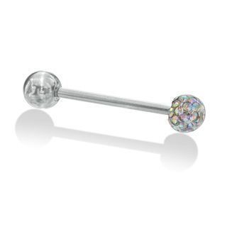 Stainless Steel Crystal Iridescent Barbell