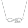 Thumbnail Image 0 of Cubic Zirconia Sideways Infinity with "faith" Necklace in Sterling Silver