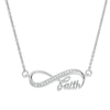 Thumbnail Image 1 of Cubic Zirconia Sideways Infinity with "faith" Necklace in Sterling Silver