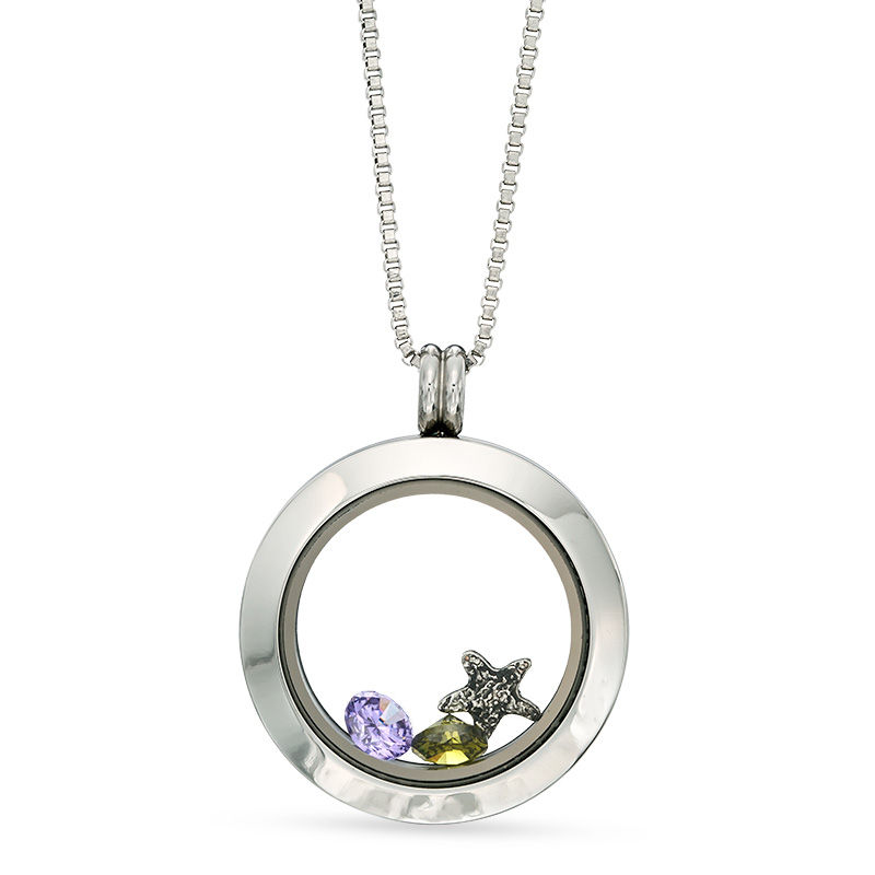 Main Image 2 of Floating Lockets Tilted Heart Pendant in Stainless Steel - 20"