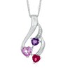 Thumbnail Image 1 of Amethyst, Lab-Created Ruby and Pink Sapphire Pendant in Sterling Silver with Diamond Accents