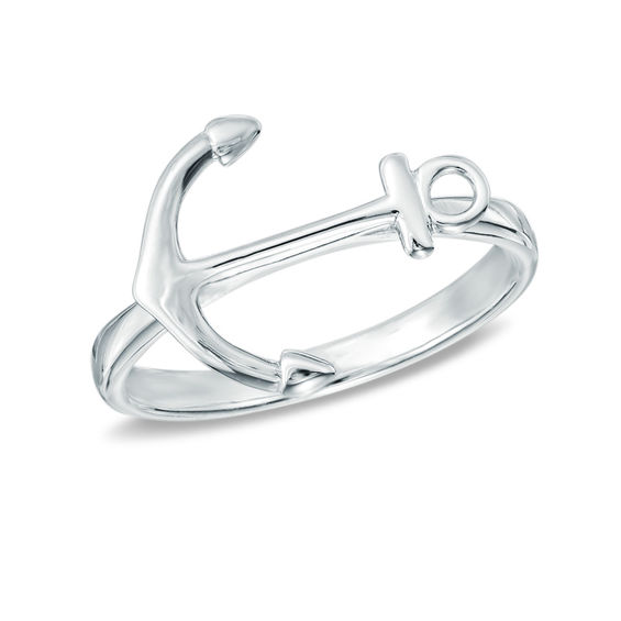 Sideways Anchor Ring in Sterling Silver