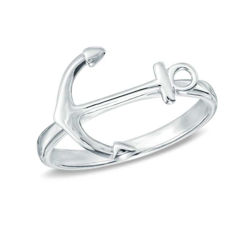 Sideways Anchor Ring in Sterling Silver - Size 6