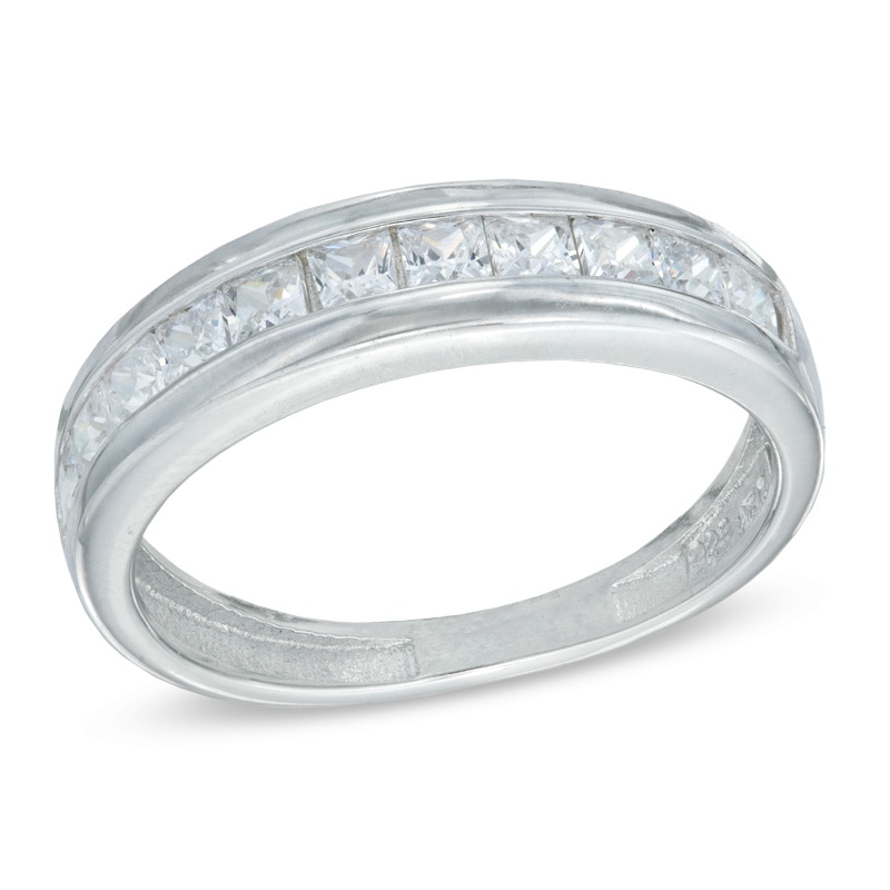 Princess-Cut Cubic Zirconia Band in Sterling Silver - Size 5
