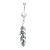 Thumbnail Image 0 of 014 Gauge Crystal Belly Button Ring with Feather Dangle in Stainless Steel