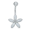 Thumbnail Image 1 of 014 Gauge Crystal Pinwheel Flower Belly Button Ring in Stainless Steel