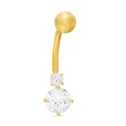 014 Gauge Cubic Zirconia Belly Button Ring in 10K Semi-Solid Gold