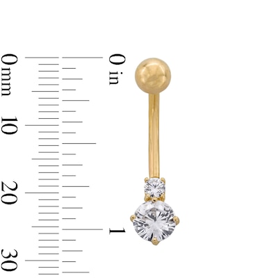 10K Semi-Solid Gold CZ Belly Button Ring - 14G 3/8"