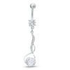 Thumbnail Image 1 of 014 Gauge Cubic Zirconia and Crystal Twist Dangle Belly Button Ring in Stainless Steel - 3/8"