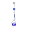 Thumbnail Image 1 of 014 Gauge Blue Cubic Zirconia and Crystal Twist Dangle Belly Button Ring in Stainless Steel - 3/8"