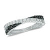 Thumbnail Image 0 of Black and White Cubic Zirconia Criss-Cross Band in Sterling Silver - Size 6