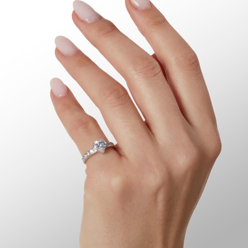 6.5mm Heart-Shaped Cubic Zirconia Ring in Sterling Silver - Size 5