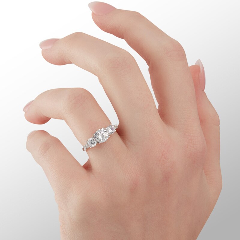 Cubic Zirconia Three Stone Ring in Sterling Silver - Size 5