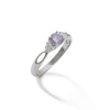 5.5mm Purple and White Cubic Zirconia Three Stone Ring in Sterling Silver - Size 9