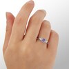5.5mm Purple and White Cubic Zirconia Three Stone Ring in Sterling Silver - Size 5