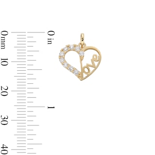 Cubic Zirconia "LOVE" Heart Necklace Charm in 10K Solid Gold