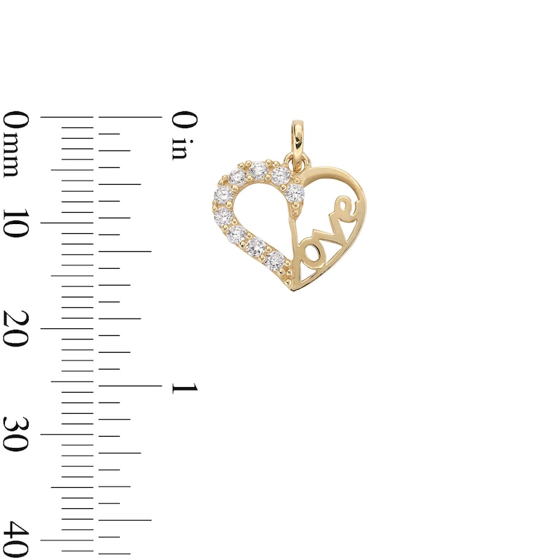 Main Image 4 of Cubic Zirconia "LOVE" Heart Necklace Charm in 10K Solid Gold