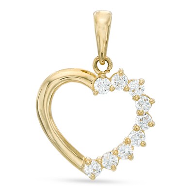 Cubic Zirconia Heart Charm in 10K Gold