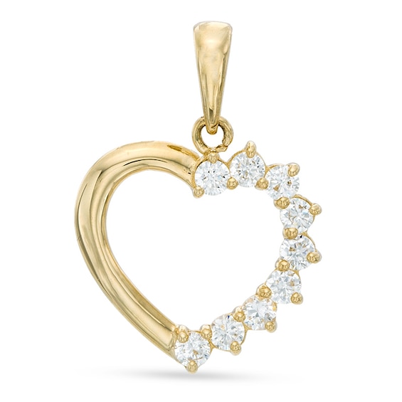 Cubic Zirconia Heart Charm in 10K Gold