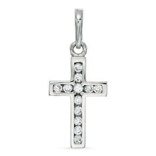 Cubic Zirconia Cross Charm in 10K White Gold
