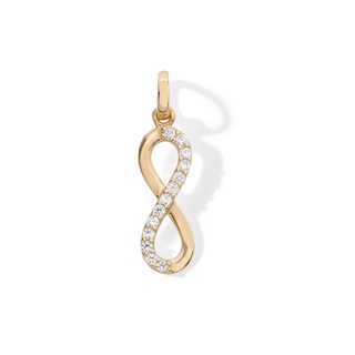 10K Solid Gold CZ Infinity Necklace Charm