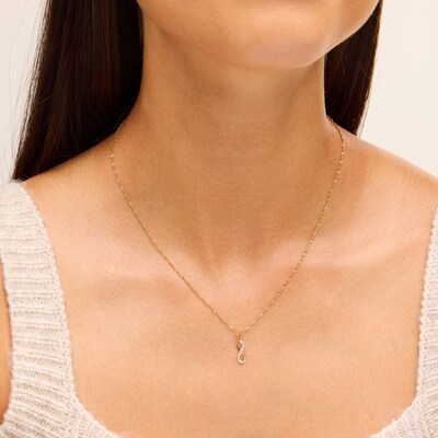 10K Solid Gold CZ Infinity Necklace Charm