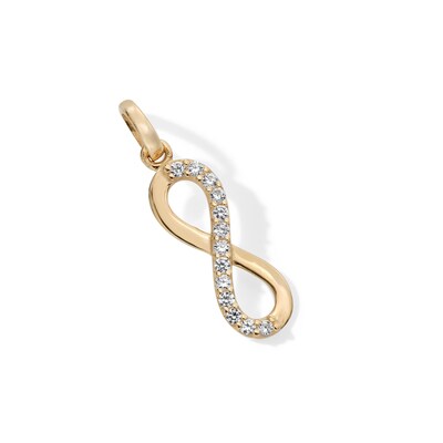 10K Solid Gold CZ Infinity Necklace Charm